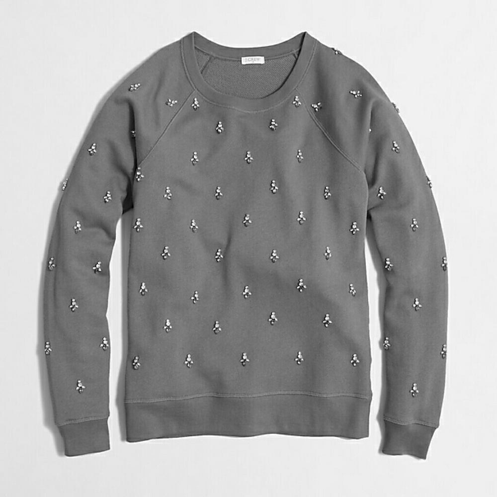 **SALE**J. CREW FACTORY gray jeweled sweatshirt XS